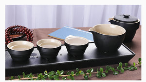 Deluxe Nesting Japanese Ceramic Travel Tea Set for 3