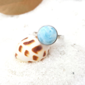 Blue Haze Dome Larimar Cabochon Sterling Silver Ring