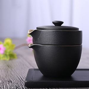 Deluxe Nesting Japanese Ceramic Travel Tea Set for 3
