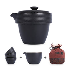 Load image into Gallery viewer, Deluxe Nesting Japanese Ceramic Travel Tea Set for 3