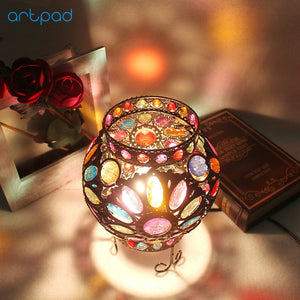 Turkish Style Flower Mosaic Gem Table Lamp