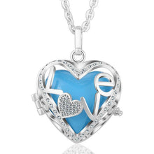 Load image into Gallery viewer, Love Heart Locket Angel Caller Pendant Necklace Silver Plated
