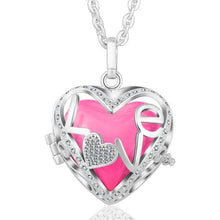 Load image into Gallery viewer, Love Heart Locket Angel Caller Pendant Necklace Silver Plated