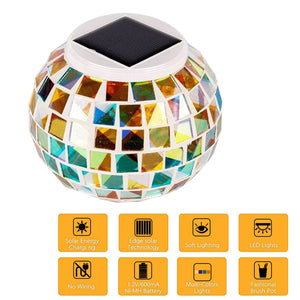 Mosaic Glass Jar Colour Changing Solar Power Garden Lamps