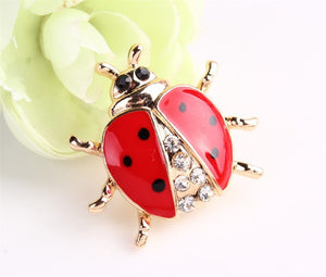 Ladybug Red Rhinestone Brooch