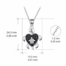 Load image into Gallery viewer, Turtle Heart Mother &amp; Child Zircon Pendant Necklace Sterling Silver