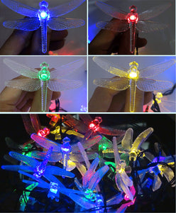 Dragonfly 20 LED Solar Garden String Lights