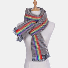 Load image into Gallery viewer, Rainbow Stripe Plaid Cashmere Winter Scarf/Shawl
