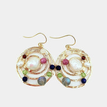 Load image into Gallery viewer, Semi-precious Solar System Freshwater Pearl Sterling Silver (Gold Plated) Earrings