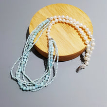 Load image into Gallery viewer, Blue Larimar Pearl String Necklace Sterling Silver