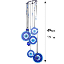 Load image into Gallery viewer, Blue Turkish Evil Eye Suncatcher Chimes