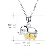 Load image into Gallery viewer, Lucky Elephant Mother &amp; Child Pendant Necklace Sterling Silver