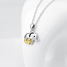 Load image into Gallery viewer, Lucky Elephant Mother &amp; Child Pendant Necklace Sterling Silver