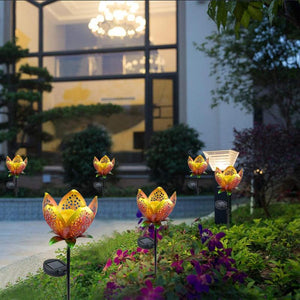 Fire Lotus Solar Garden Lights - Set of 2