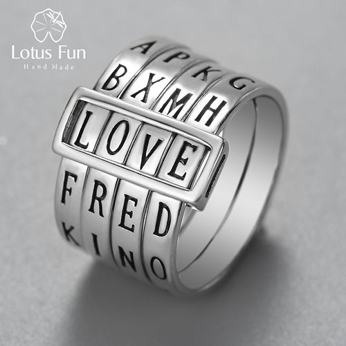 Love Words Spelling Ring/Fidget Toy 925 Silver