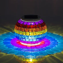 Load image into Gallery viewer, Rainbow Changing Mosaic Solar Glass Jar Garden Lamp