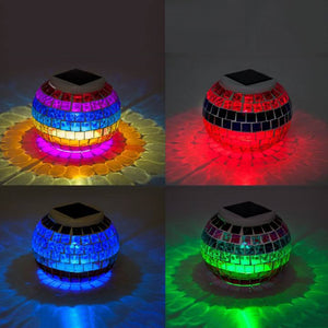 Rainbow Changing Mosaic Solar Glass Jar Garden Lamp