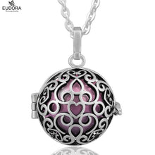 Load image into Gallery viewer, Tesselated Heart Angel Caller Locket Pendant Silver Plated