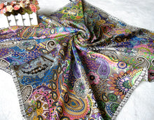 Load image into Gallery viewer, Blue Paisley Riot Silk Scarf