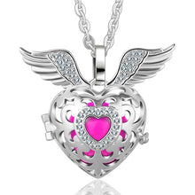 Load image into Gallery viewer, Flying Heart Zircon Angel Caller Locket Pendant Silver Plated