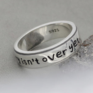 My Story Isn't Over Yet Semicolon Sterling Silver Ring (Suicide Depression Awareness)