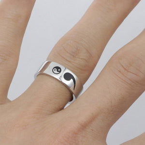 Semicolon Yin Yang Sterling Silver Ring Unisex (My Story Isn't Over Yet - Suicide Depression Awareness)