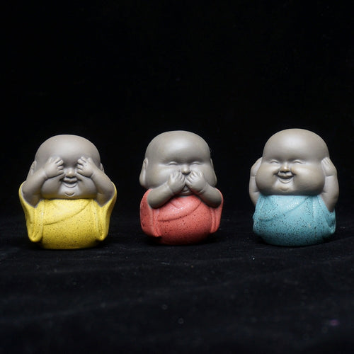 Happy See No Evil Buddha Babies Porcelain