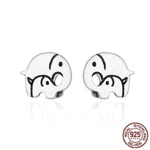 Load image into Gallery viewer, Elephant Mother Child Stud Earrings Sterling Silver