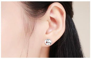 Elephant Mother Child Stud Earrings Sterling Silver