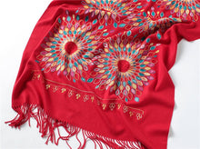 Load image into Gallery viewer, Colourful Sunburst Nepali Embroidered Cashmere Shawls