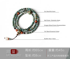 Green Dragon Blood Stone Dzi Bead Bracelet