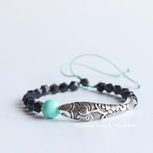 Load image into Gallery viewer, Lucky Lotus Fish Blue Sandstone Amazonite Bracelet S925