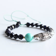 Load image into Gallery viewer, Lucky Lotus Fish Blue Sandstone Amazonite Bracelet S925