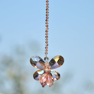 Pink Rainbow Butterfly Crystal Suncatcher