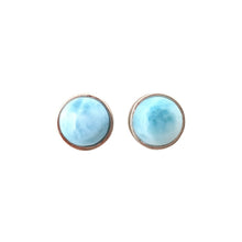Load image into Gallery viewer, Blue Haze Dome Larimar Cabochon Earrings Sterling Silver