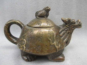 Turtle Dragon Mother and Child Teapot Copper/Bronze
