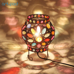 Turkish Style Flower Mosaic Gem Table Lamp