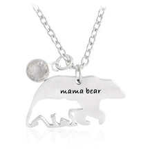 Load image into Gallery viewer, Mama Bear Silhouette Birthstone Charm Pendant Necklace Stainless Steel