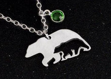 Load image into Gallery viewer, Mama Bear Silhouette Birthstone Charm Pendant Necklace Stainless Steel