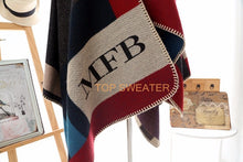 Load image into Gallery viewer, Monogrammed Reversible Short Blanket Ponchos (Embroidered Personalized Initials)