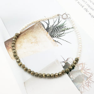 Pyrite & Pearls Seed Bracelet