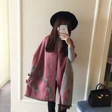 Load image into Gallery viewer, Reverse Fox Thick Winter Cashmere Tassel Poncho Wrap