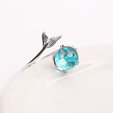 Load image into Gallery viewer, Blue Crystal Mermaid Ring Sterling Silver