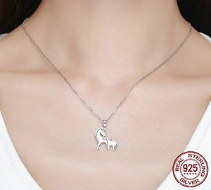 Horse Mother Kiss Pendant Necklace Sterling Silver