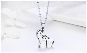 Horse Mother Kiss Pendant Necklace Sterling Silver