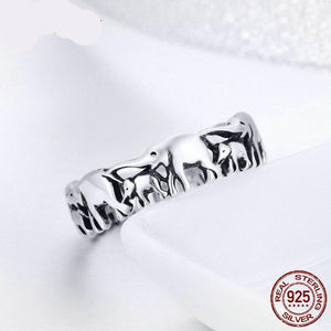 Mother Herd Elephant Family Ring Sterling Silver
