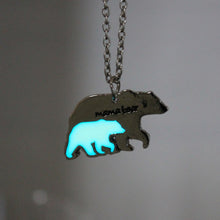 Load image into Gallery viewer, Mama Bear Silhouette Glow Pendant Necklace