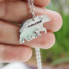 Load image into Gallery viewer, Mama Bear Silhouette Glow Pendant Necklace