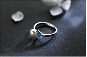 Pearl Blue Mermaid Ring Sterling Silver