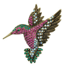 Load image into Gallery viewer, Hummingbird in Flight Rhinestone Brooches